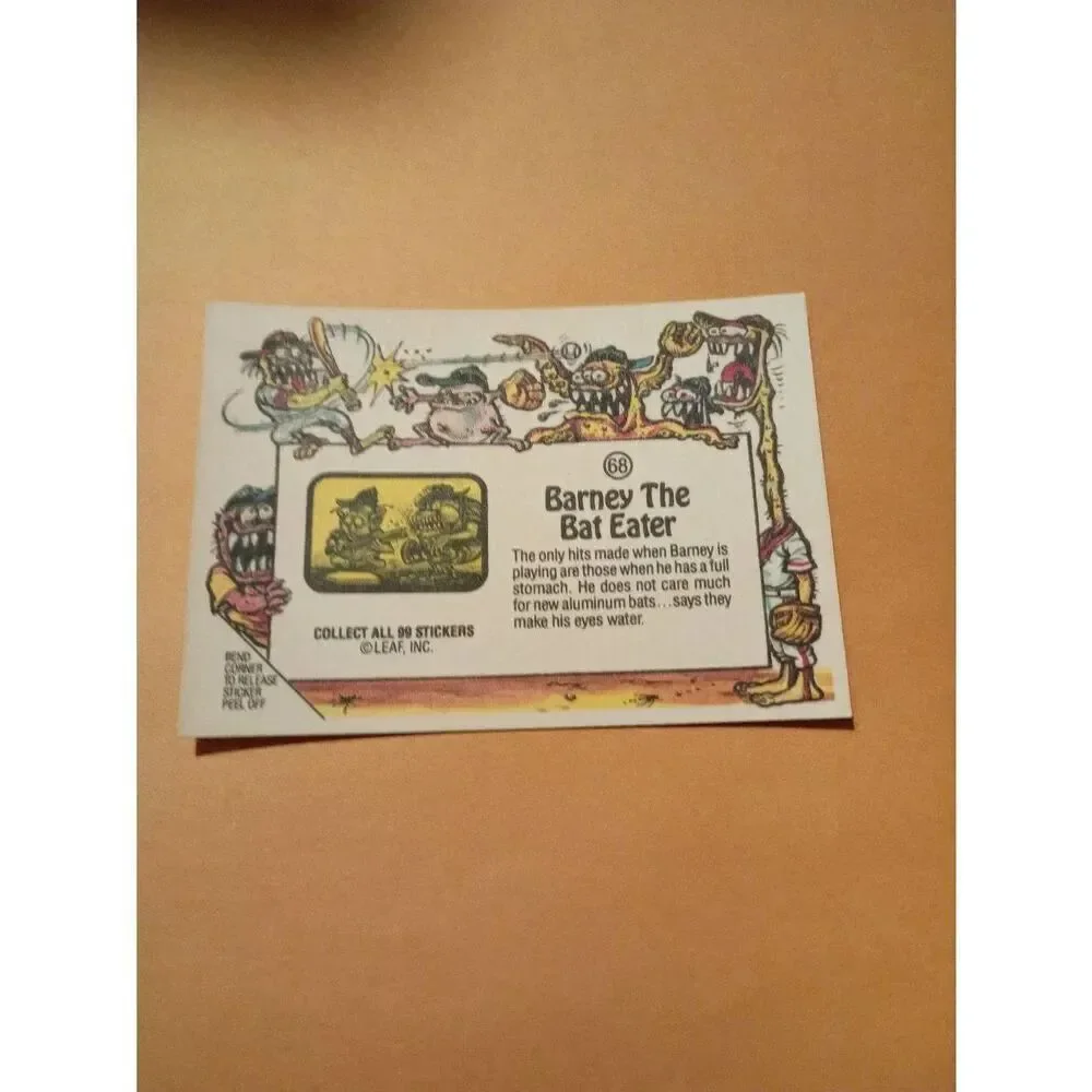 1988 Leaf Awesome All Stars Trading Card 68 Barney Ball Eater Baseball Parody